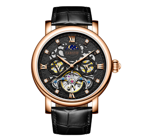 MONTRE AUTOMATIQUE MÉCANIQUE EN CUIR D'AFFAIRES™ - Olsen & Olsen