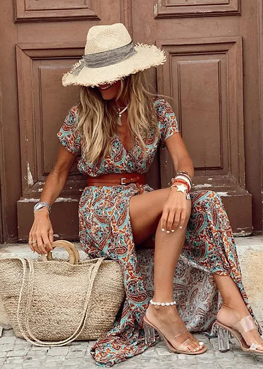Rommy™ | Robe Longue Bohème à Taille Froncée et Effet Sculptant
