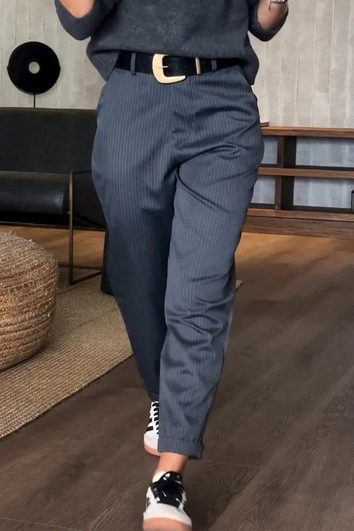 Sylvara™ | Pantalon Tailleur Rayé Élégant