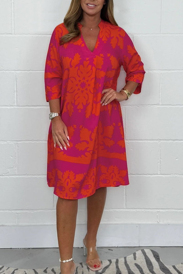 Teyra™ | Élégante Robe de Printemps avec Décolleté en V et Manches Longues