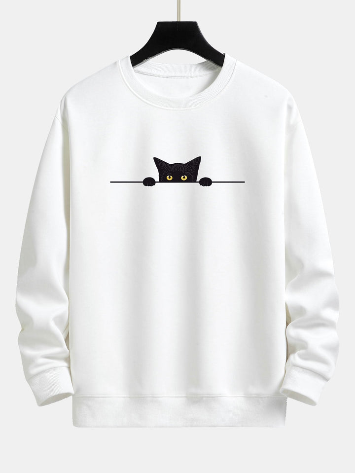 Xylova™ | Sweat-shirt à col rond avec imprimé de chat fantaisiste