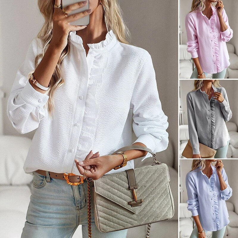 Quorion™ | Élégante Chemise à Manches Longues avec Volants