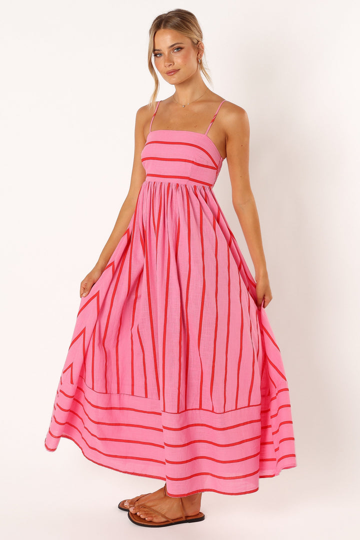 Luella™ | Robe Maxi Élégante en Rose Fluo