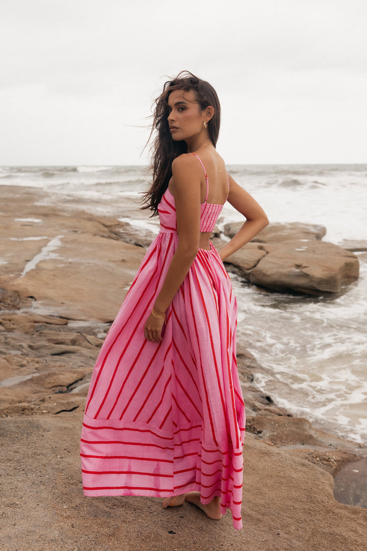 Luella™ | Robe Maxi Élégante en Rose Fluo