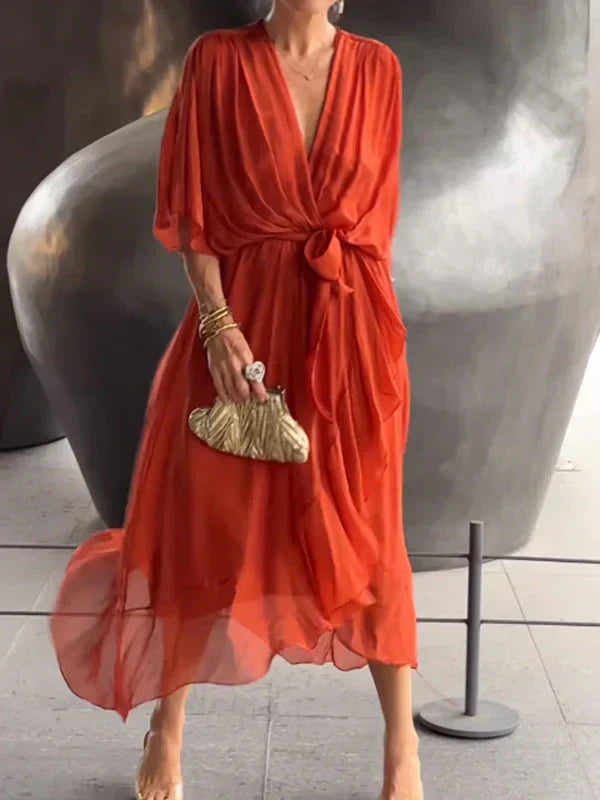 Elrik™ | Robe Fluide à Col en V Élégante
