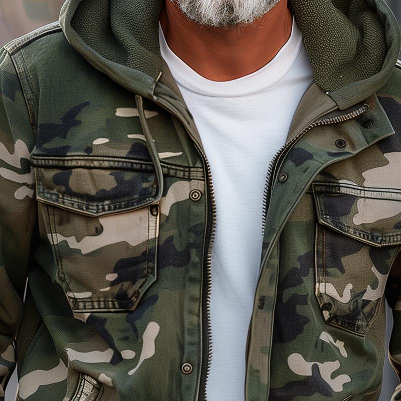 Glacium™ | Veste Cargo Camouflage avec Capuche et Poches Polyvalentes