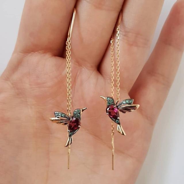 Ophira | Boucles d'oreilles émaillées colibri et zircon