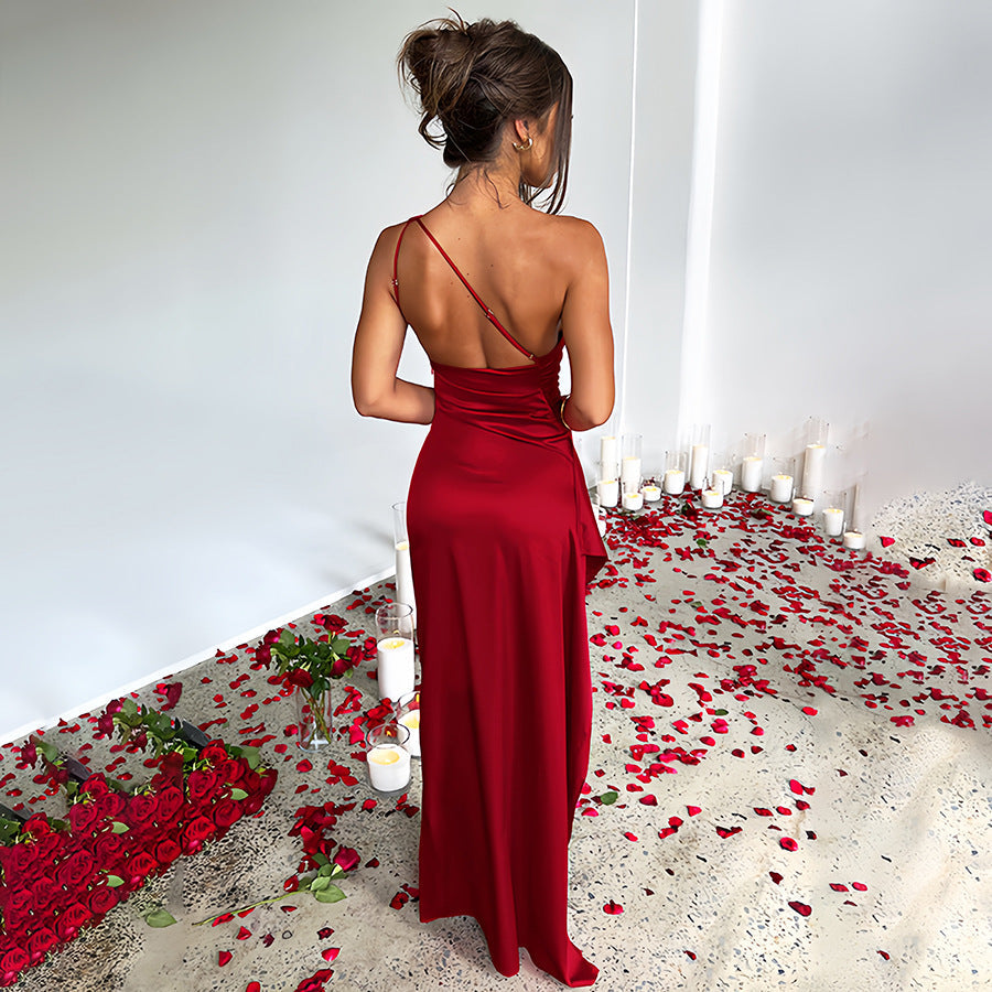 Delya™ | Robe Fendue Noire Sculptante et Élégante