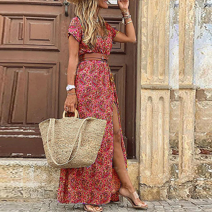 Rommy™ | Robe Longue Bohème à Taille Froncée et Effet Sculptant