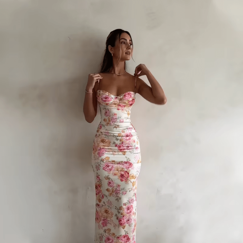Beau | Robe maxi d'été avec motif floral