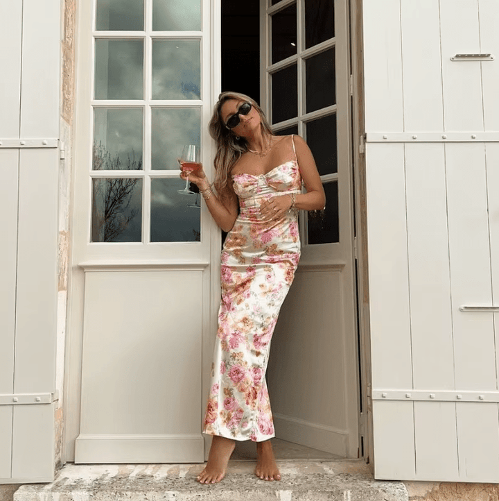 Beau | Robe maxi d'été avec motif floral
