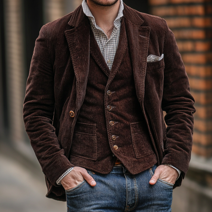 Eryva™ | Ensemble blazer et gilet vintage