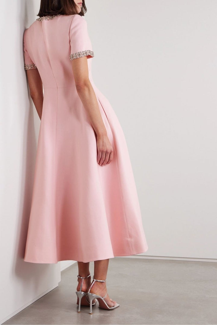 Cruzz™ | Robe Midi avec Nœud en Cristal